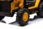 Beneo Licencovaný elektrický Bagr Caterpillar se svahovací i výkopovou lžící, Jednomístný, žlutý, USB vstupem na MP3 Přehrávači, Zadním pohonem s 2 x 30W Motory a Lithiovou baterií