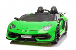 Beneo Elektrické autíčko Lamborghini Aventador 24V Dvoumístné, Zelené lakované, 2,4 GHz DO, Měkké PU Sedadla, LCD Displej, odpružení, vertikální otvírací dveře, měkké EVA kola, 2 X 45W MOTOR, ORIGINAL licence