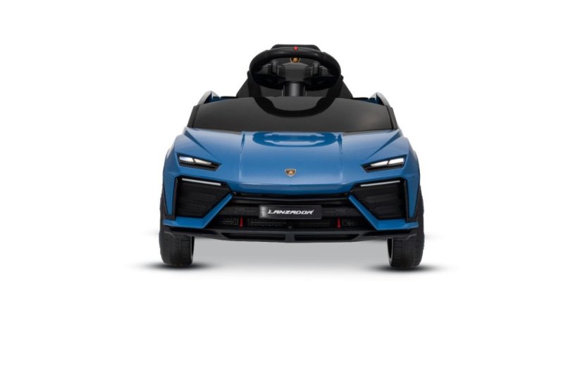 Beneo Elektrické autíčko Lamborghini Lanzador 12V s pohonom zadných kolies a licenciou (Jednomiestne), modré, Lítiová batéria, LED svetlá, široké sedadlo, 2,4 GHz diaľkový ovládač, MP3 prehrávač so vstupom USB/AUX a Bluetooth