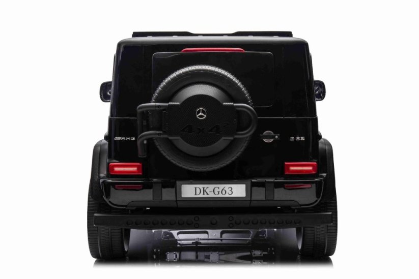 Beneo Elektrické autíčko Mercedes-Benz G63 AMG 4x4² Dvoumístné 24V, černé lakované, MP4 Přehrávač s USB/AUX vstupem, Pohon 4x4, Baterie 24V/7Ah, 4 x 200W Motory, EVA kola s odpružením, Koženková sedadla, Dálkový ovladač