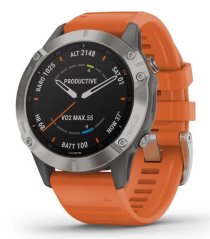 Garmin FÉNIX 6 SAPPHIRE, titanium orange band