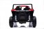 Beneo Elektrické autíčko UTV XXL 24V dvojmiestne 180 W motory nafukovacie gumené kolesá odpružené zadné nápravy kotúčová brzda čalúnené sedadlo nastaviteľný volant bluetooth MP3 preh červená
