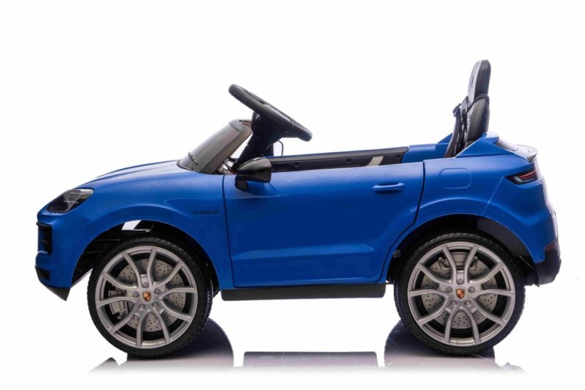 Elektrické autíčko Beneo Porsche Cayenne 12V s pohonem zadních kol a licencí (Jednomístné), modré, Lithiová baterie, široké sedátko, Odpružené nápravy, 2,4 GHz Dálkový ovladač, MP3 přehrávač se vstupem USB/AUX, LED světla