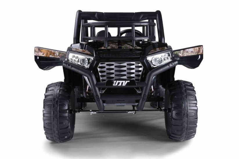 Beneo Elektrické autíčko UTV 24V, černé, dvoumístné, 2 x 200 W Motor, Lithiová baterie, EVA kola, odpružené nápravy, ektrická brzda, čalouněné sedátko, 2,4 GHz DO, Dvoumístné, USB, SD karta