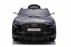 Elektrické autíčko Audi E-tron Sportback 12V, čierne, široké jednomiestne sedadlo s trojbodovým pásom, 2,4 GHz diaľkové ovládanie, USB/AUX Vstup, Odpruženie, Lítiová batéria, LED svetlá, 2 X 25W Motor, ORIGINÁL licencia