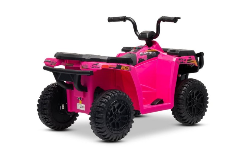 Elektrická čtyřkolka Beneo Arctic Cat 12V se zadním pohonem, růžová, LED světla, lithiová baterie, 2 x 25W motor, originální licence
