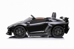 Beneo Elektrické autíčko Lamborghini Aventador 24V Dvoumístné, černé lakované, 2,4 GHz DO, Měkké PU Sedadla, LCD Displej, odpružení, vertikální otvírací dveře, měkké EVA kola, 2 X 45W MOTOR, ORIGINAL licence