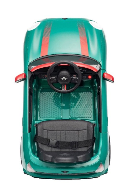 Beneo Elektrické auto BMW Mini Cooper 12V, zelené, USB vstup s Bluetooth připojením na MP3 přehrávač, 2,4GHz dálkové ovládání, 2 x 25W motor, lithiová baterie, LED světla, ORIGINÁLNÍ licence