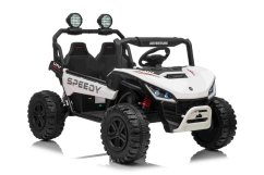 Elektrické auto Beneo T-REX Ride 4x4 dvoumístné 24V, bílé, MP3 přehrávač se vstupem USB/AUX, pohon 4x4, lithiová baterie, odpružení, dálkové ovládání, LED světla