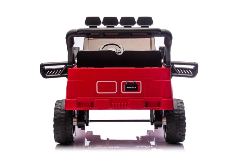 Beneo Elektrické autíčko Toyota FJ Cruiser XXL s pohonom 4x4, licencované (Dvojmiestne), červené, Prenosná lítiová batéria, Vysoký podvozok, Dve sedadlá, Odpružená zadná náprava, 2,4 GHz Diaľkový ovládač, MP3 prehrávač s Bt, LED