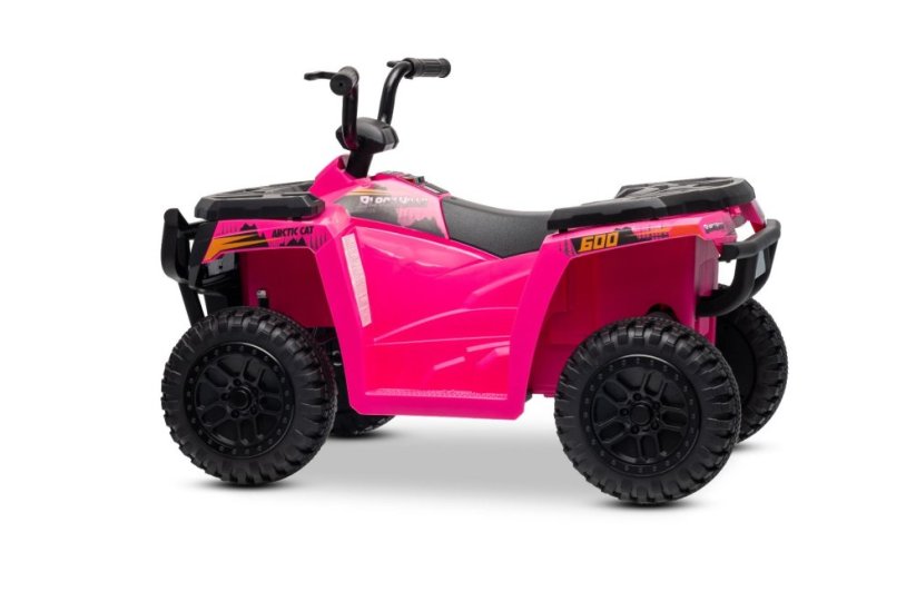 Elektrická čtyřkolka Beneo Arctic Cat 12V se zadním pohonem, růžová, LED světla, lithiová baterie, 2 x 25W motor, originální licence