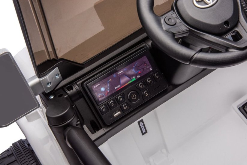 Beneo Elektrické autíčko Toyota FJ Cruiser XXL s pohonom 4x4, licencované (Dvojmiestne), biele, Prenosná lítiová batéria, Vysoký podvozok, Dve sedadlá, Odpružená zadná náprava, 2,4 GHz Diaľkový ovládač, MP3 prehrávač s Bt, LED