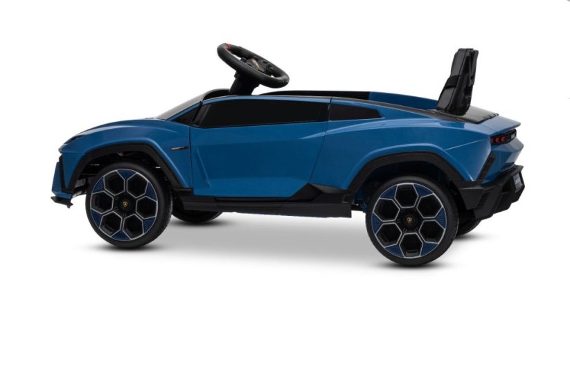 Beneo Elektrické autíčko Lamborghini Lanzador 12V s pohonom zadných kolies a licenciou (Jednomiestne), modré, Lítiová batéria, LED svetlá, široké sedadlo, 2,4 GHz diaľkový ovládač, MP3 prehrávač so vstupom USB/AUX a Bluetooth