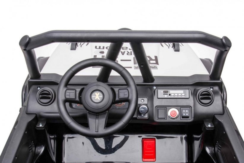 Beneo Elektrické autíčko Range Rover model 2023, Dvoumístné, černé, Koženková sedadla, Rádio se vstupem USB, Zadní Pohon s odpružením, 12V7AH Baterie, EVA kola, Klíčové třípolohové startování, 2,4 GHz, licencované