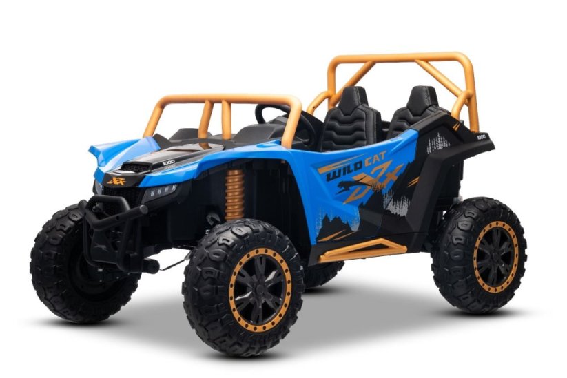 Elektrická buggy Arctic CAT XXL 4x4 24V, modrá, dvoumístná, měkká EVA kola, výkonné motory, lithiová baterie, MP3 přehrávač s Bluetooth, odpružená zadní náprava, koženková sedadla, originální licence