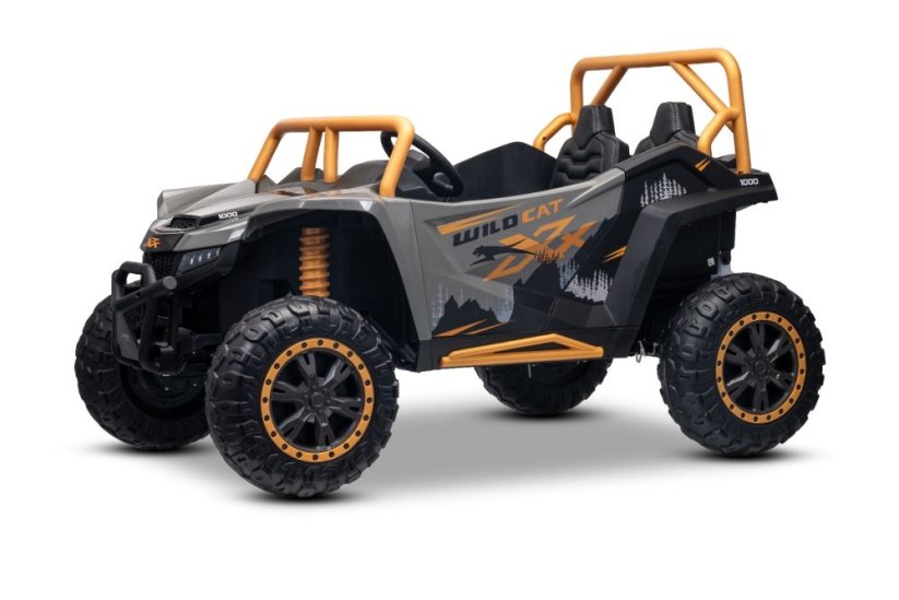 Elektrická buggy Arctic CAT XXL 4x4 24V, šedá, dvoumístná, měkká EVA kola, výkonné motory, lithiová baterie, MP3 přehrávač s Bluetooth, odpružená zadní náprava, koženková sedadla, originální licence