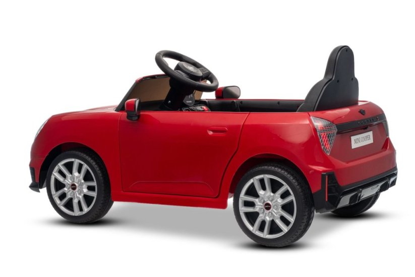 Beneo Elektrické auto BMW Mini Cooper 12V, červené, USB vstup s Bluetooth připojením na MP3 přehrávač, 2,4GHz dálkové ovládání, 2 x 25W motor, lithiová baterie, LED světla, ORIGINÁLNÍ licence