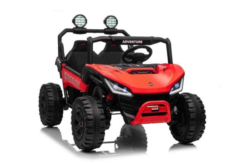 Elektrické auto Beneo T-REX Ride 4x4 dvoumístné 24V, červené, MP3 přehrávač se vstupem USB/AUX, pohon 4x4, lithiová baterie, odpružení, dálkové ovládání, LED světla