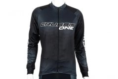 Cyklistický dres Crussis - ONE, dlouhý rukáv, černá-bílá