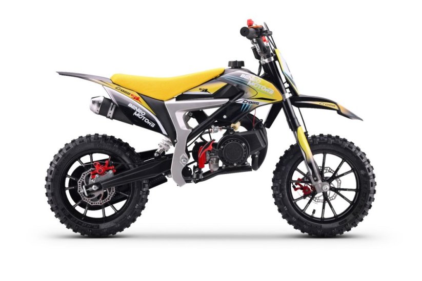 Dětská benzínová motorka Beneo Motors CROSS SX žlutá - 50cm3