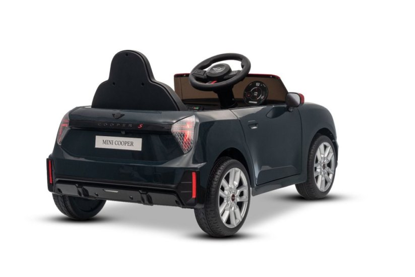 Beneo Elektrické auto BMW Mini Cooper 12V, černé, USB vstup s Bluetooth připojením na MP3 přehrávač, 2,4GHz dálkové ovládání, 2 x 25W motor, lithiová baterie, LED světla, ORIGINÁLNÍ licence