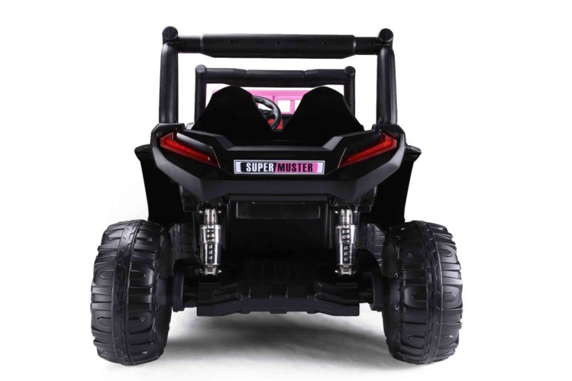 Beneo Elektrické autíčko UTV 24V, ružové, dvojmiestné, 2 x 200 W Motor, Lítiová batéria, EVA kolesá, odpružené nápravy, ektrická brzda, čalúnené sedadlo, 2,4 GHz DO, Dvojmiestne, USB, SD karta