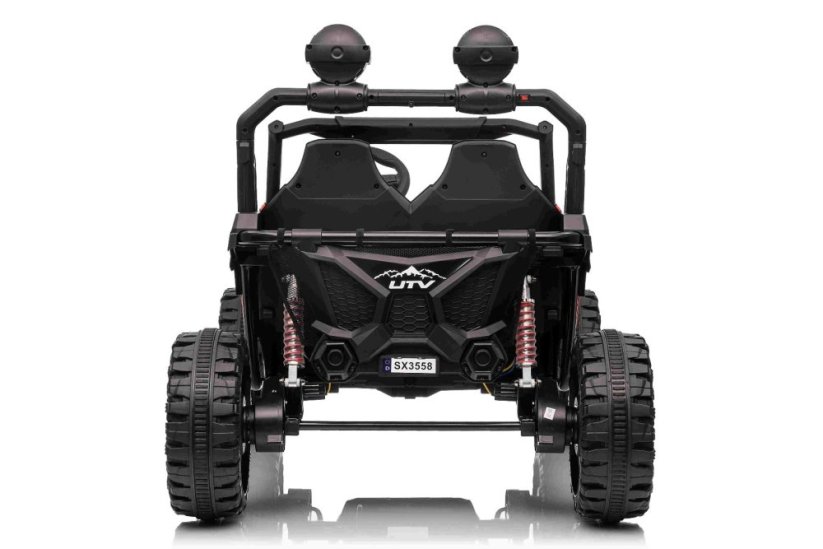 Elektrické auto Beneo T-REX Ride 4x4 dvoumístné 24V, červené, MP3 přehrávač se vstupem USB/AUX, pohon 4x4, lithiová baterie, odpružení, dálkové ovládání, LED světla