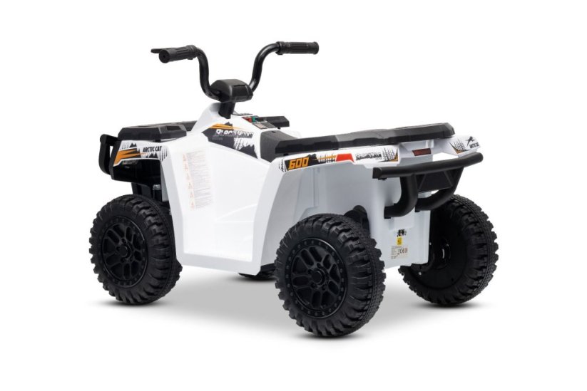 Elektrická štvorkolka Beneo Arctic Cat 12V so zadným pohonom, biela, LED svetlá, Lítiová batéria, 2 x 25W motor, Originál Licencia