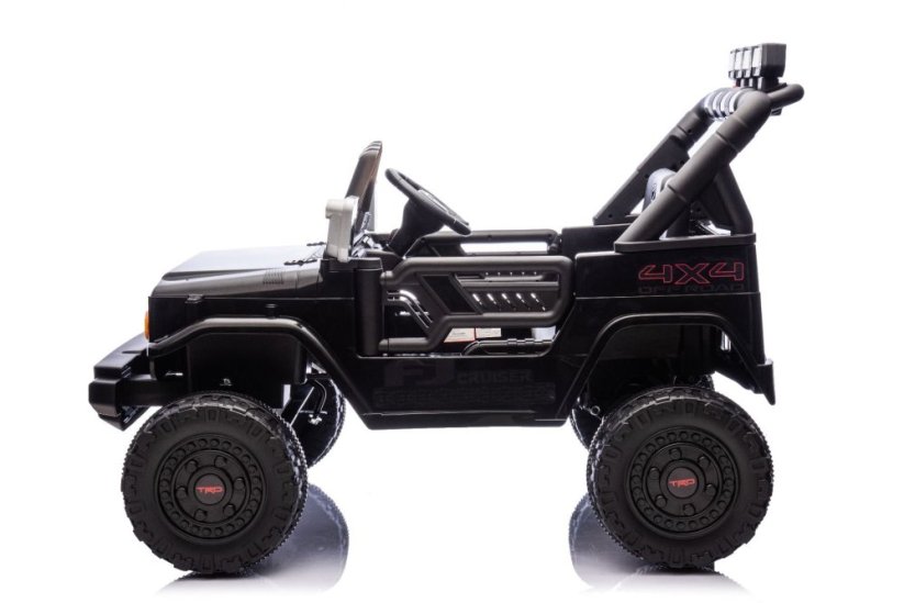 Beneo Elektrické autíčko Toyota FJ Cruiser XXL s pohonom 4x4, licencované (Dvojmiestne), čierne, Prenosná lítiová batéria, Vysoký podvozok, Dve sedadlá, Odpružená zadná náprava, 2,4 GHz Diaľkový ovládač, MP3 prehrávač s Bt, LED