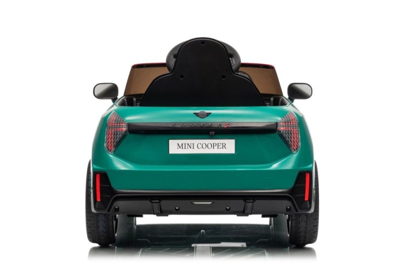 Beneo Elektrické autíčko BMW Mini Cooper 12V, zelené, USB Vstup s Bluetooth pripojením na MP3 Prehrávači, 2,4 GHz diaľkové ovládanie, 2 x 25W Motor, Lítiová batéria, LED svetlá, ORIGINAL licencia