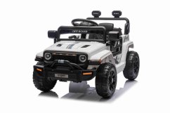Beneo Elektrické autíčko OFFROAD NEW s pohonom zadných kolies, biele, Lítiová batéria, Vysoký podvozok, široké sedadlo, Odpružené nápravy, 2,4 GHz Diaľkový ovládač, MP3 prehrávač so vstupom USB/SD, LED svetlá