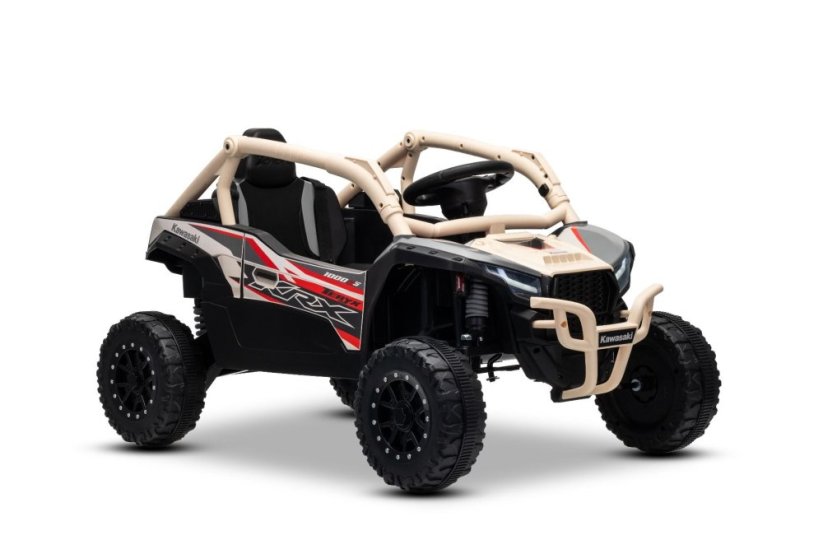 Elektrické autíčko Kawasaki TERYX KRX 1000 12V, khaki, jednomiestne, odpružená zadná náprava, 2,4 Ghz diaľkové ovládanie, Lítiová batéria, 2 x 25W Motory, MP3 s USB/AUX