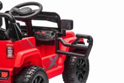 Beneo Elektrické autíčko OFFROAD NEW s pohonom zadných kolies, červené, Lítiová batéria, Vysoký podvozok, široké sedadlo, Odpružené nápravy, 2,4 GHz Diaľkový ovládač, MP3 prehrávač so vstupom USB/SD, LED svetlá
