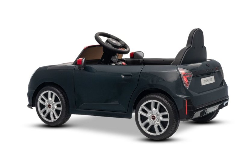 Beneo Elektrické auto BMW Mini Cooper 12V, černé, USB vstup s Bluetooth připojením na MP3 přehrávač, 2,4GHz dálkové ovládání, 2 x 25W motor, lithiová baterie, LED světla, ORIGINÁLNÍ licence