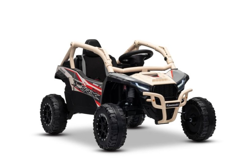 Elektrické autíčko Kawasaki TERYX KRX 1000 12V, khaki, jednomiestne, odpružená zadná náprava, 2,4 Ghz diaľkové ovládanie, Lítiová batéria, 2 x 25W Motory, MP3 s USB/AUX