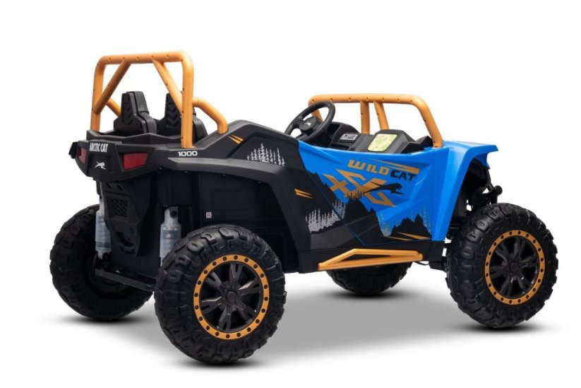 Elektrická buggy Arctic CAT XXL 4x4 24V, modrá, dvoumístná, měkká EVA kola, výkonné motory, lithiová baterie, MP3 přehrávač s Bluetooth, odpružená zadní náprava, koženková sedadla, originální licence