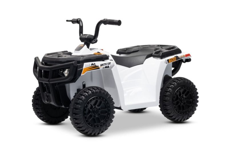 Elektrická štvorkolka Beneo Arctic Cat 12V so zadným pohonom, biela, LED svetlá, Lítiová batéria, 2 x 25W motor, Originál Licencia