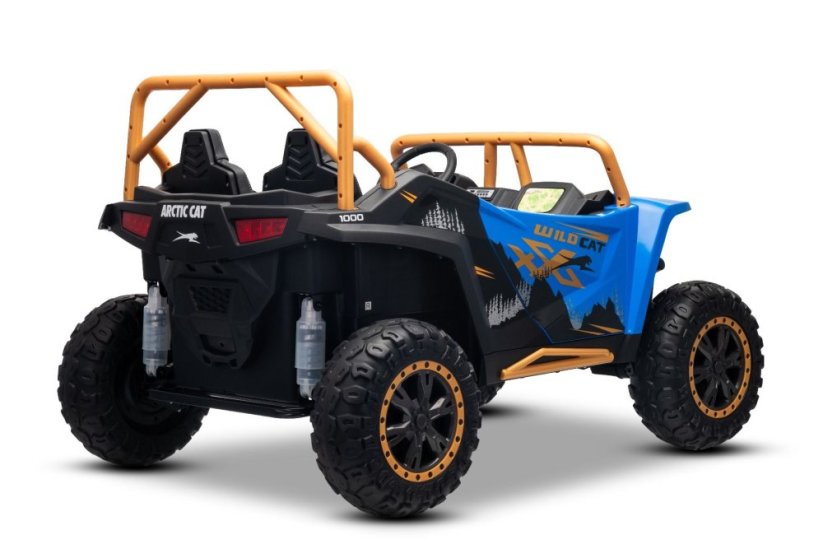 Elektrická buggy Arctic CAT XXL 4x4 24V, modrá, dvoumístná, měkká EVA kola, výkonné motory, lithiová baterie, MP3 přehrávač s Bluetooth, odpružená zadní náprava, koženková sedadla, originální licence