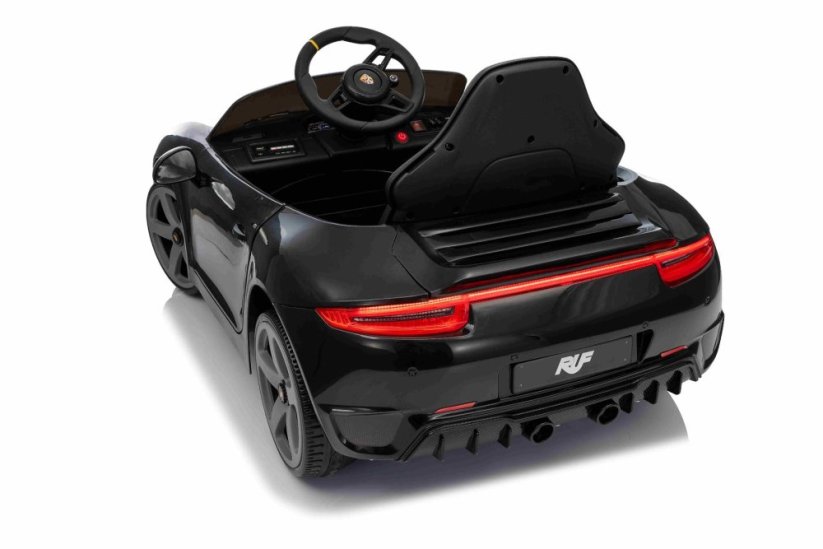 Beneo Elektrické autíčko RUF GT 12V, čierne, Otváracie dvere, 2.4 GHz diaľkové ovládanie, LED svetlá vpredu aj vzadu, USB/Aux Vstup, Lítiová batéria, 2 X 35W motor, ORIGINÁL licencia