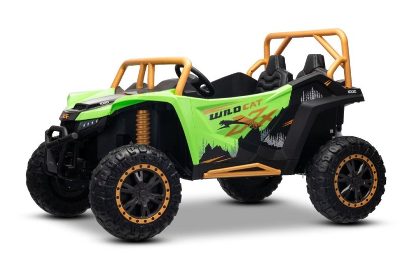 Elektrická buggy Arctic CAT XXL 4x4 24V, zelená, dvoumístná, Měkká EVA kola, Výkonné motory, Lithiová baterie, MP3 přehrávač s Bluetooth, Odpružená zadní náprava, Koženková sedadla, Originální licence