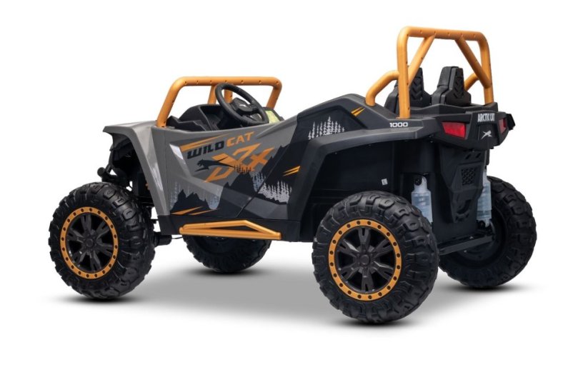 Elektrická buggy Arctic CAT XXL 4x4 24V, šedá, dvoumístná, měkká EVA kola, výkonné motory, lithiová baterie, MP3 přehrávač s Bluetooth, odpružená zadní náprava, koženková sedadla, originální licence