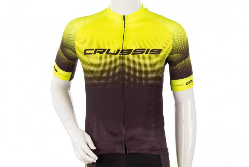 Cyklistický dres Crussis, krátký rukáv, černá - žlutá