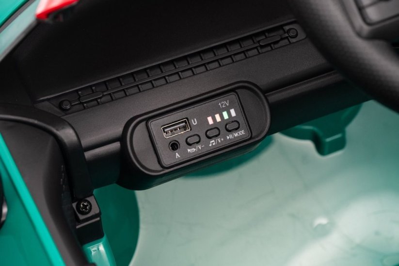 Beneo Elektrické autíčko BMW Mini Cooper 12V, zelené, USB Vstup s Bluetooth pripojením na MP3 Prehrávači, 2,4 GHz diaľkové ovládanie, 2 x 25W Motor, Lítiová batéria, LED svetlá, ORIGINAL licencia