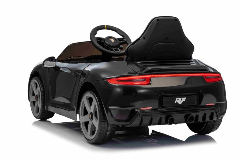 Beneo Elektrické autíčko RUF GT 12V, čierne, Otváracie dvere, 2.4 GHz diaľkové ovládanie, LED svetlá vpredu aj vzadu, USB/Aux Vstup, Lítiová batéria, 2 X 35W motor, ORIGINÁL licencia