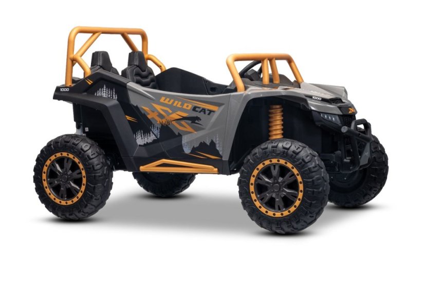 Elektrická buggy Arctic CAT XXL 4x4 24V, šedá, dvoumístná, měkká EVA kola, výkonné motory, lithiová baterie, MP3 přehrávač s Bluetooth, odpružená zadní náprava, koženková sedadla, originální licence