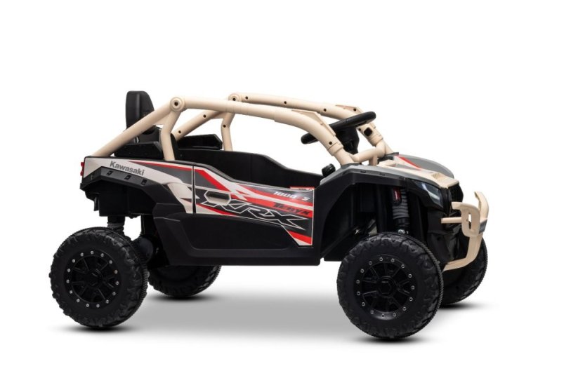 Elektrické autíčko Kawasaki TERYX KRX 1000 12V, khaki, jednomiestne, odpružená zadná náprava, 2,4 Ghz diaľkové ovládanie, Lítiová batéria, 2 x 25W Motory, MP3 s USB/AUX