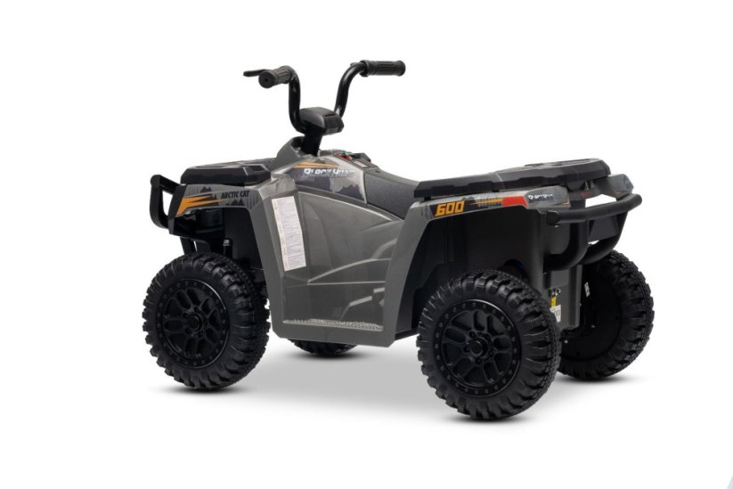 Elektrická čtyřkolka Beneo Arctic Cat 12V se zadním pohonem, šedá, LED světla, lithiová baterie, 2 x 25W motor, originální licence