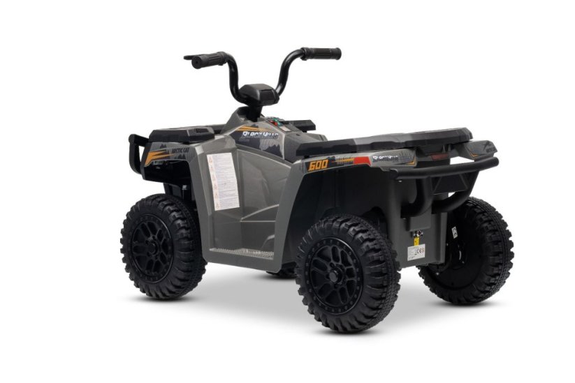 Elektrická čtyřkolka Beneo Arctic Cat 12V se zadním pohonem, šedá, LED světla, lithiová baterie, 2 x 25W motor, originální licence