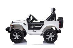 Beneo Elektrické autíčko JEEP Wrangler, Jednomístné, Bílé, Koženková sedadla, Rádio s Bluetooth přehrávačem, SD/USB vstup, Pohon 4x4, Lithiová baterie, EVA kola, Odpružená náprava, 2,4 GHz Dálkové Ovládání