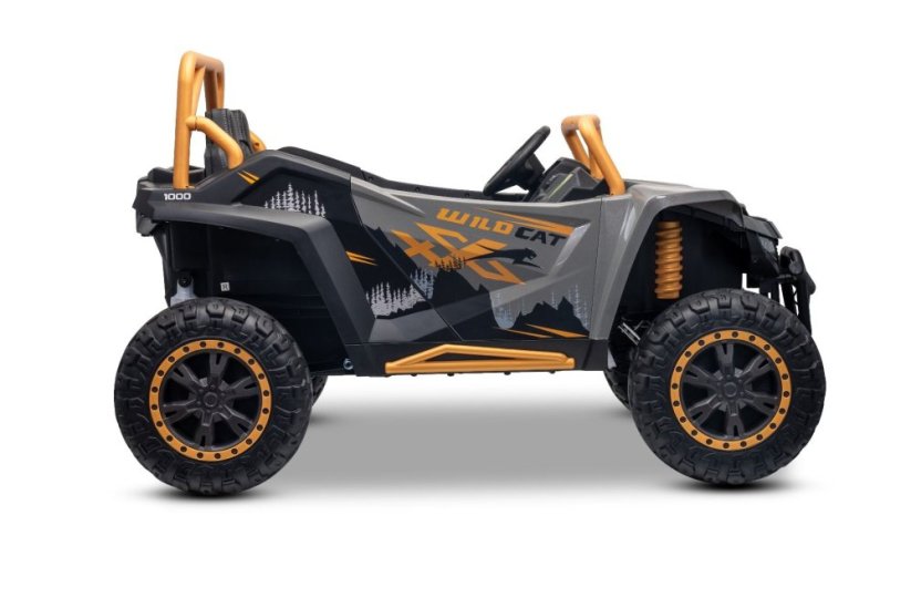 Elektrická buggy Arctic CAT XXL 4x4 24V, šedá, dvoumístná, měkká EVA kola, výkonné motory, lithiová baterie, MP3 přehrávač s Bluetooth, odpružená zadní náprava, koženková sedadla, originální licence